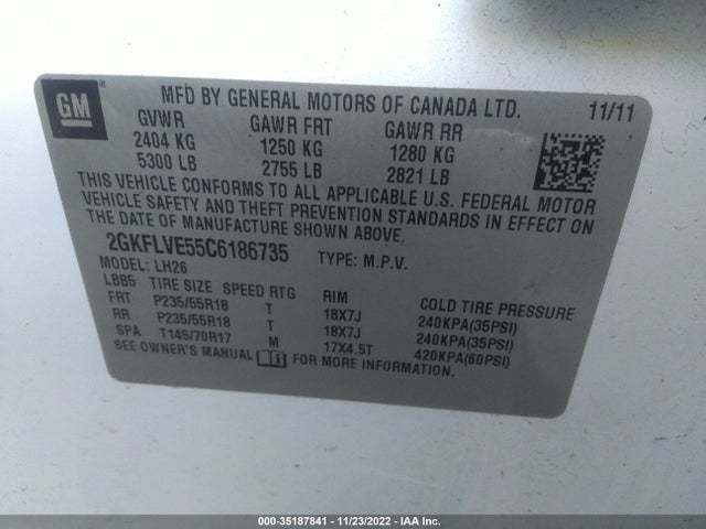 2012 GMC TERRAIN SLT-1 VIN: 2GKFLVE55C6186735