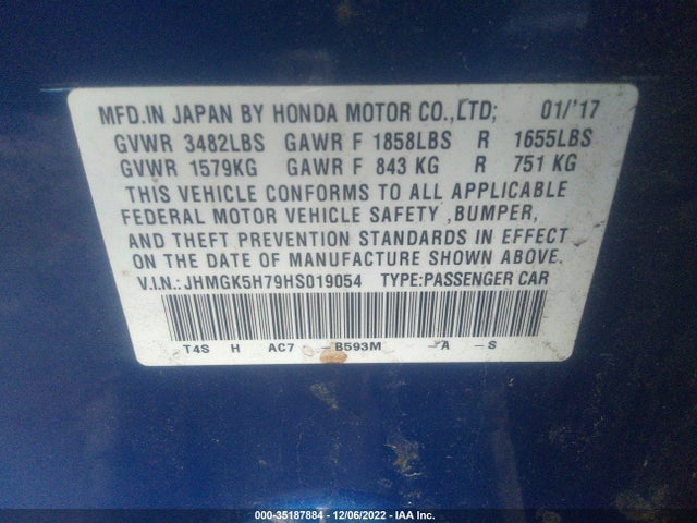 Honda Fit 2017 JHMGK5H79HS019054 Image 10