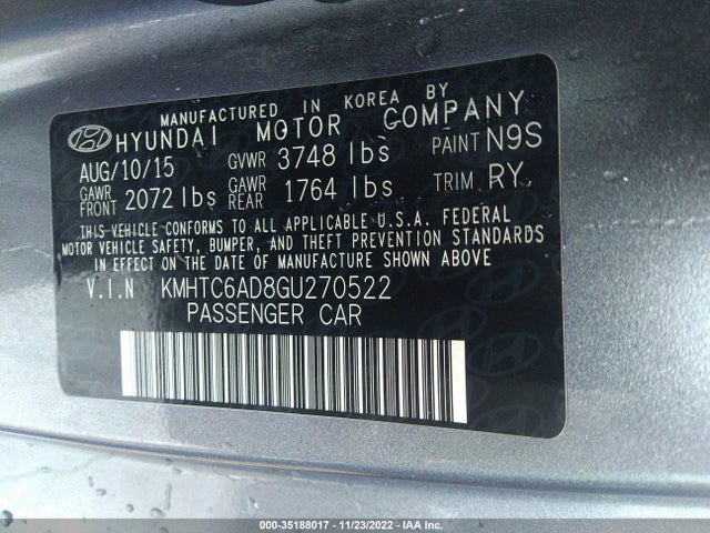 2016 Hyundai Veloster, VIN: KMHTC6AD8GU270522