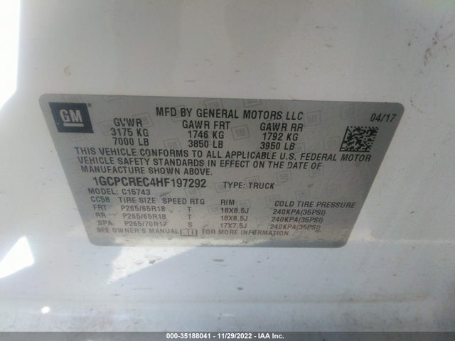 2017 Chevrolet Silverado 1500, VIN: 1GCPCREC4HF197292