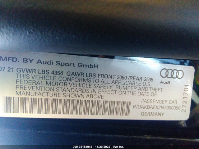 2022 Audi R8, VIN: WUAKBAFX2N7900090