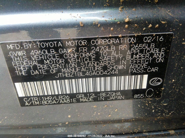2016 Lexus GS, VIN: JTHBZ1BL4GA004244