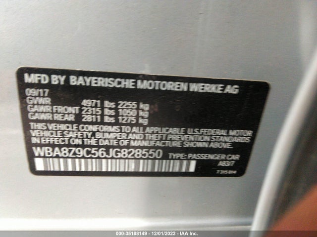 2018 BMW 3 Series, VIN: WBA8Z9C56JG828550