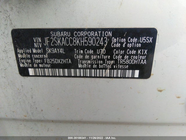 2019 Subaru Forester, VIN: JF2SKACC8KH590243