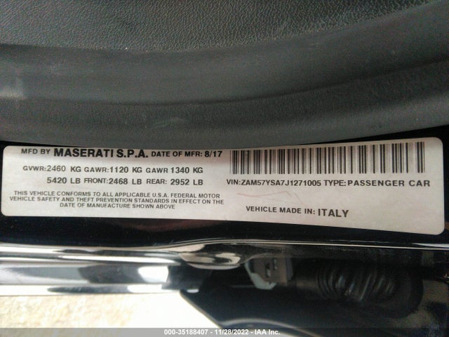 2018 Maserati Ghibli, VIN: ZAM57YSA7J1271005