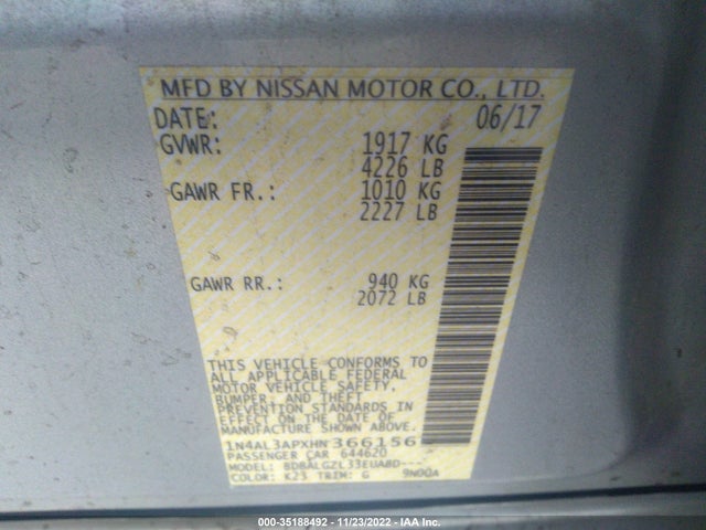 Nissan Altima 2.5 S 2017 1N4AL3APXHN366156 Image 9