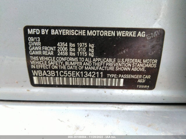 BMW 3 Series 320i 2014 WBA3B1C55EK134211 Image 10