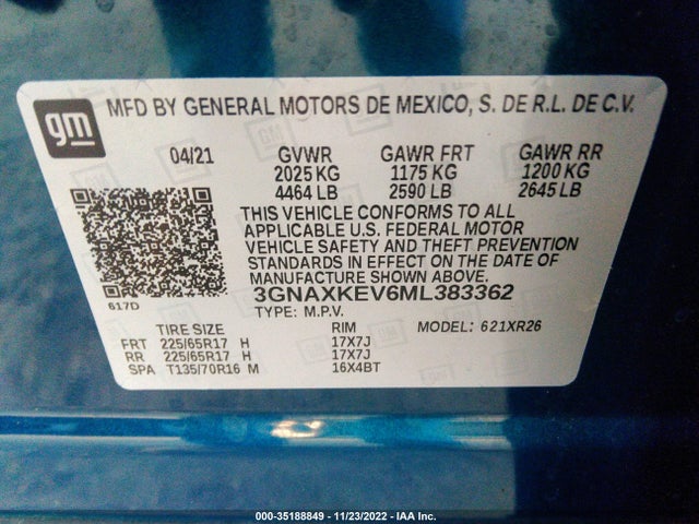 Chevrolet EQUINOX LT 2021 3GNAXKEV6ML383362 Image 11