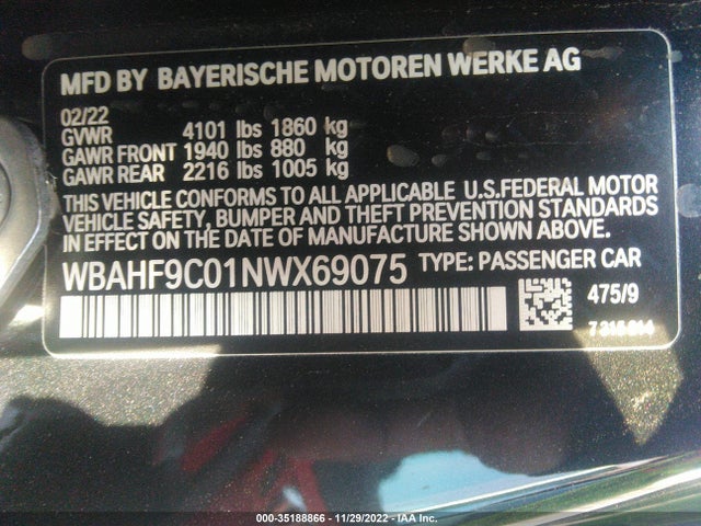 2022 BMW Z4, VIN: WBAHF9C01NWX69075