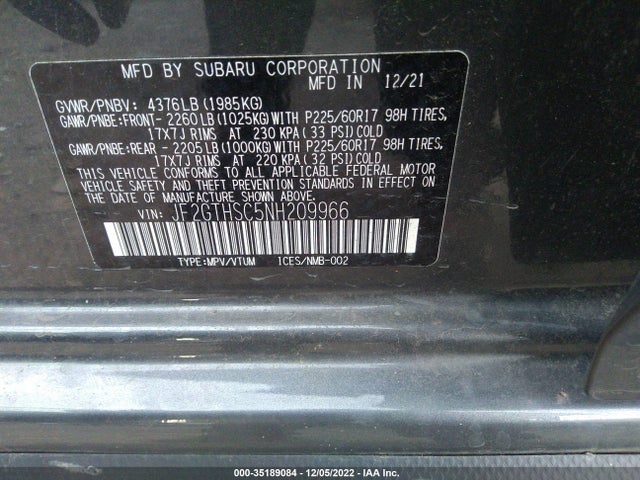 2022 Subaru Crosstrek, VIN: JF2GTHSC5NH209966