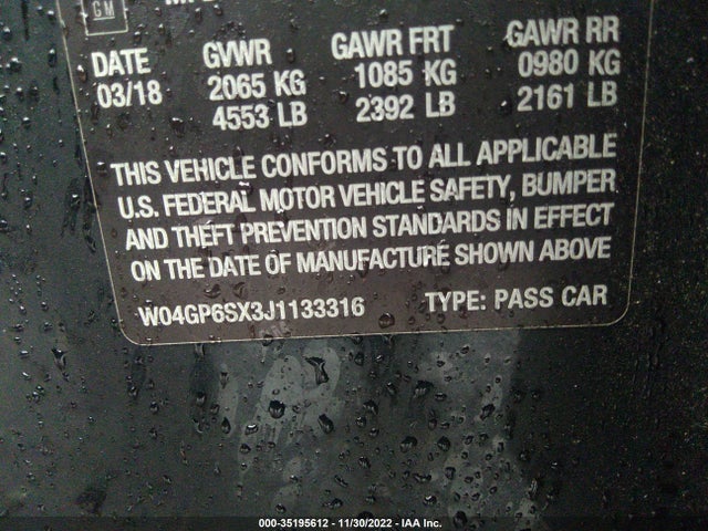 2018 Buick Regal, VIN: W04GP6SX3J1133316