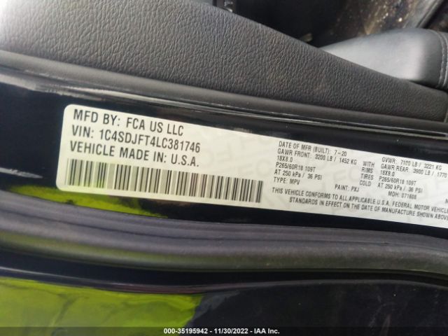 1C4SDJFT4LC381746 Dodge Durango Pursuit Awd