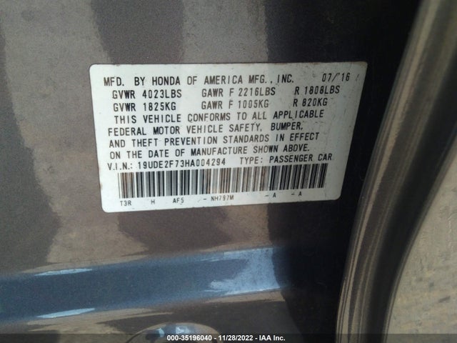 Acura Ilx W 2017 19UDE2F73HA004294 Image 9