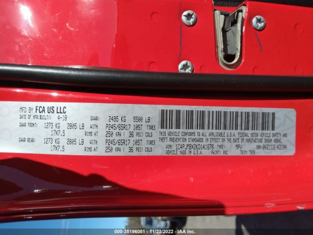 1C4PJMBX2KD141676 Jeep Cherokee Trailhawk
