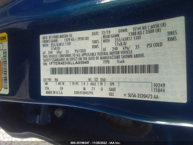 2020 Ford Ranger, VIN: 1FTER4EHXLLA05940