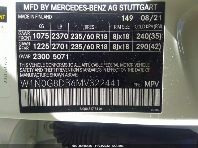 2021 Mercedes-Benz GLC-Class, VIN: W1N0G8DB6MV322441