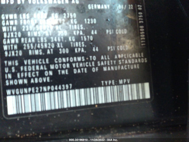 2022 Volkswagen ID.4, VIN: WVGUNPE27NP044397