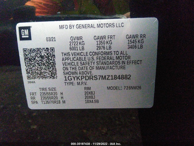 2021 Cadillac XT6, VIN: 1GYKPDRS7MZ184882