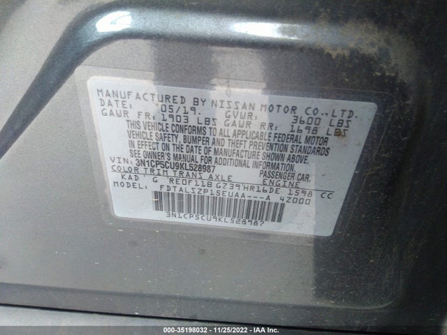 2019 Nissan Kicks, VIN: 3N1CP5CU9KL528987