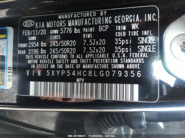 5XYP54HC8LG079356 KIA Telluride Sx