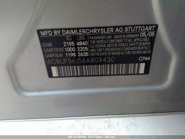 2006 Mercedes-benz E-class 3.5l მანქანა იყიდება აუქციონზე, vin: WDBUF56J56A809430, აუქციონის ნომერი: 35198168