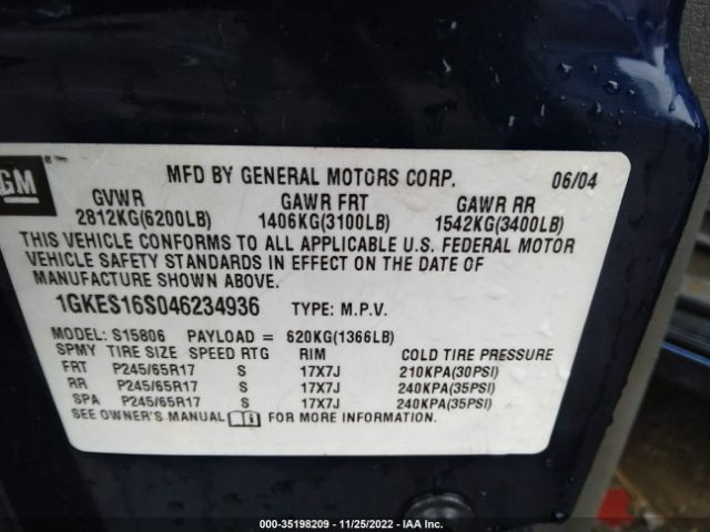 1GKES16S046234936 GMC Envoy Xl Sle