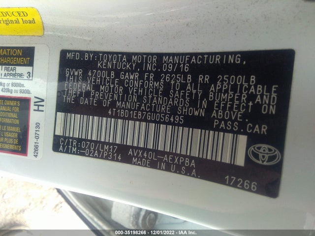 2016 Toyota Avalon, VIN: 4T1BD1EB7GU056495
