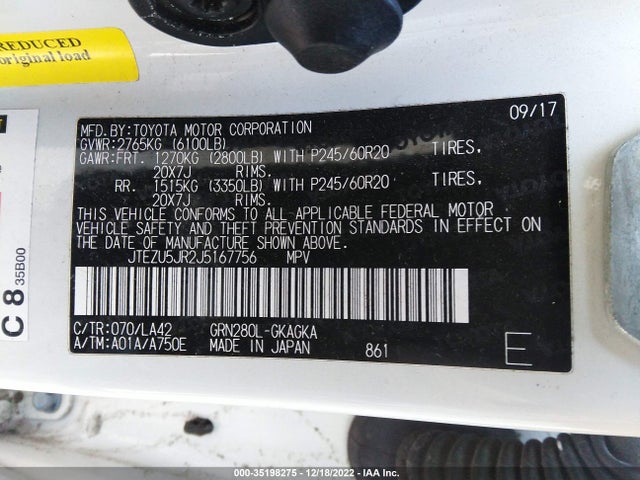 2018 Toyota 4Runner, VIN: JTEZU5JR2J5167756