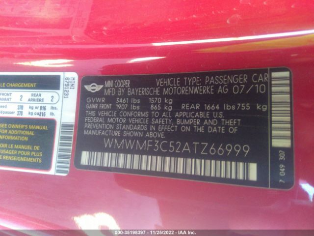 WMWMF3C52ATZ66999 Mini COOPER HARDTOP