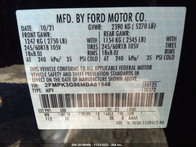 2021 Ford Edge, VIN: 2FMPK3G96MBA61948