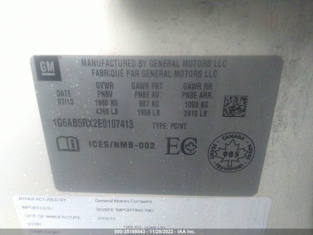 Cadillac ATS 2014 1G6AB5RX2E0107413 Image 9