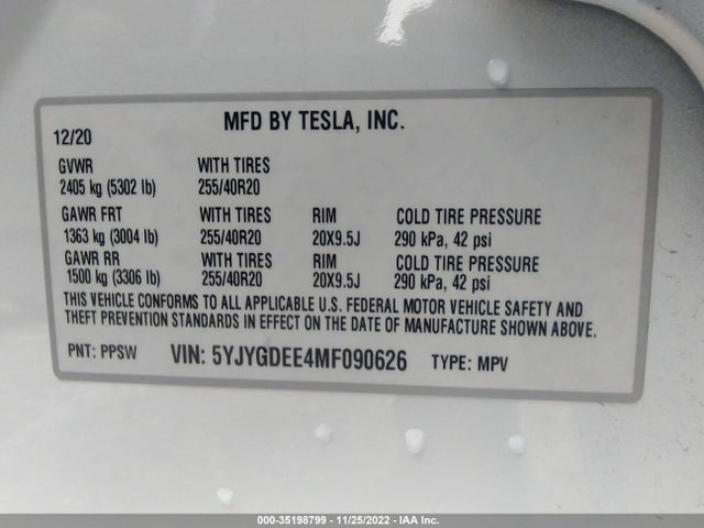 Tesla Model Y Long Range 2021 5YJYGDEE4MF090626 Image 8