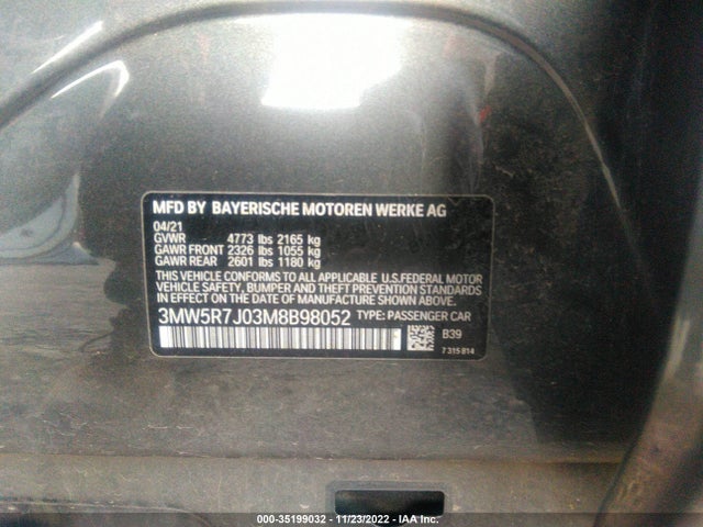 BMW 3 Series 330i Xdrive 2021 аукцион фото