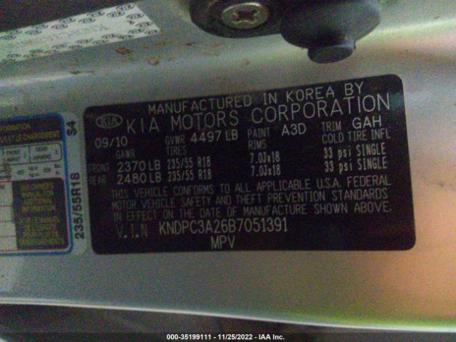 KNDPC3A26B7051391 KIA Sportage Ex
