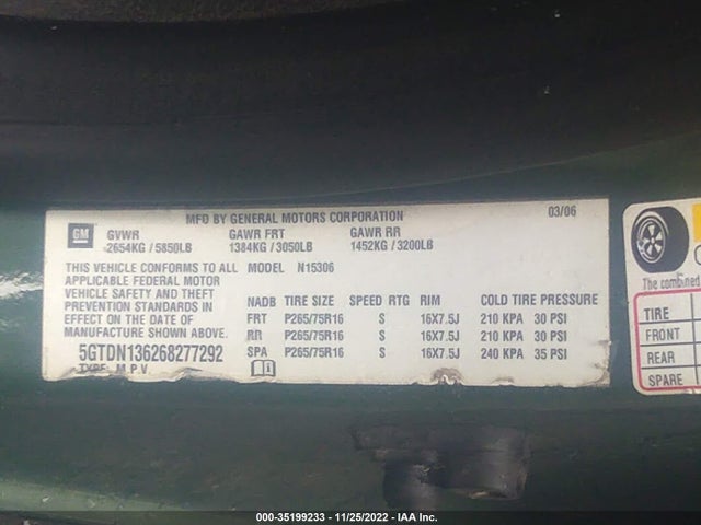 5GTDN136268277292 Hummer H3