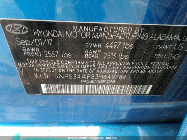 Hyundai SONATA SEL 2018 5NPE34AF8JH649282 Image 9