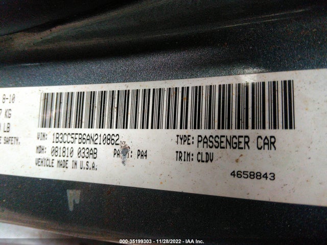 2010 DODGE AVENGER R/T VIN: 1B3CC5FB6AN210862