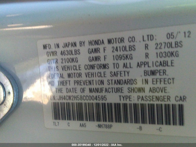 2012 ACURA TSX SPORT WAGON VIN: JH4CW2H58CC004595