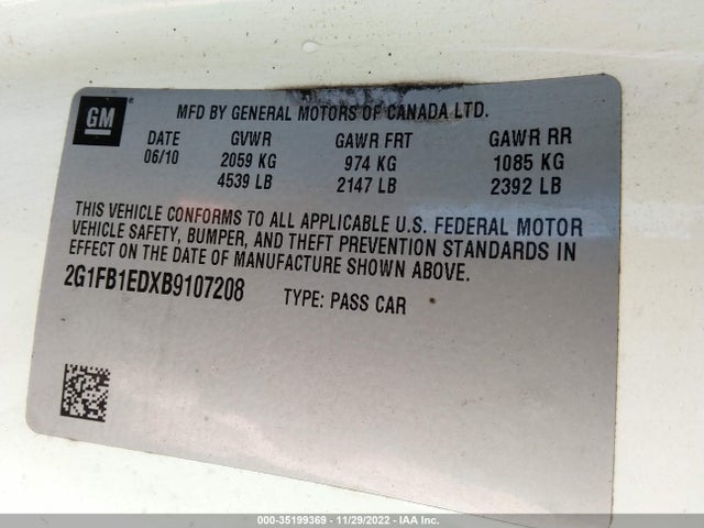 Chevrolet Camaro 1lt 2011 2G1FB1EDXB9107208 Image 10
