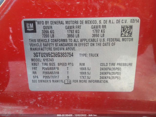 3GTU2VEC3EG383754 GMC Sierra 1500 Slt