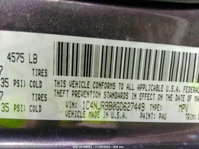 1C4NJRBB0GD627449 Jeep Patriot Sport