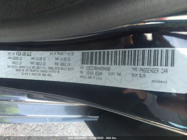 2017 Chrysler 200, VIN: 1C3CCCABXHN504080