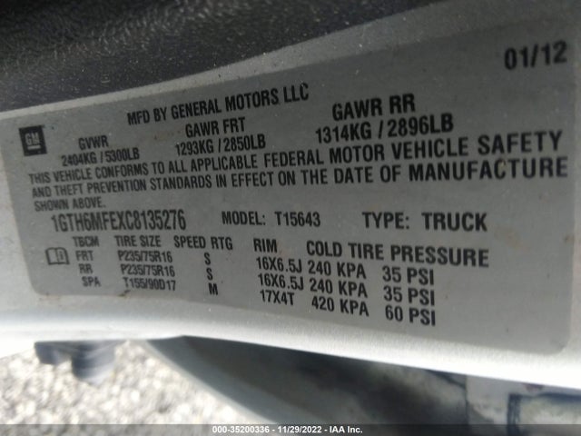 GMC Canyon 2012 1GTH6MFEXC8135276 Image 9