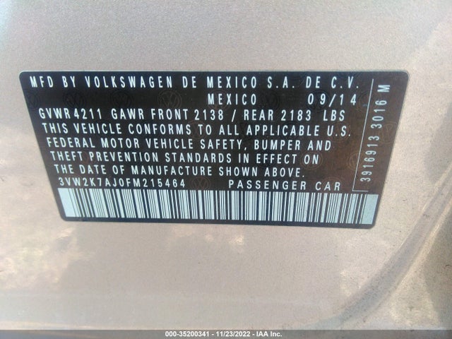 Volkswagen JETTA SEDAN 2015 3VW2K7AJ0FM215464 Image 10