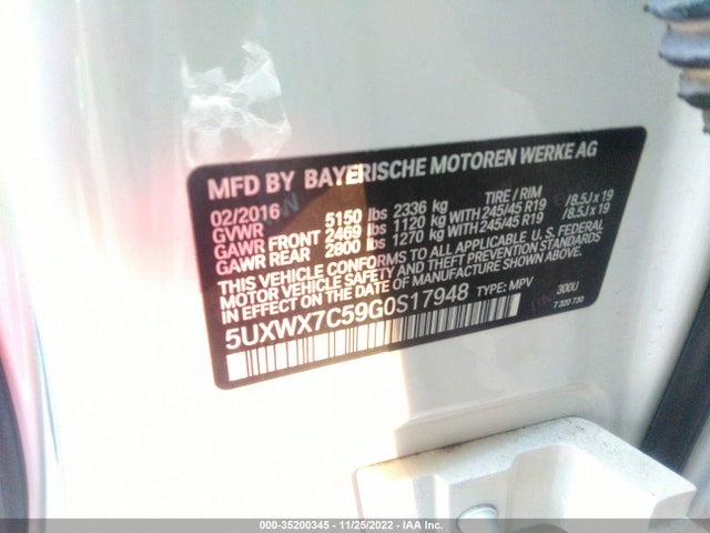 2016 BMW X3, VIN: 5UXWX7C59G0S17948