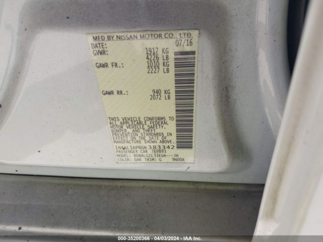 1N4AL3AP6GN383342 Nissan Altima 2.5 S