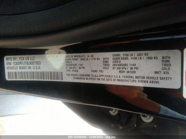 RAM 1500 Laramie 2020 1C6SRFJT8LN327853 Image 9
