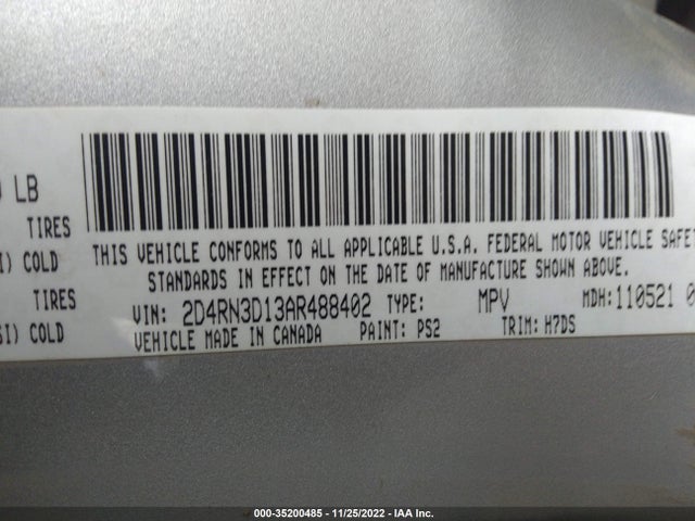 2010 DODGE GRAND CARAVAN HERO VIN: 2D4RN3D13AR488402