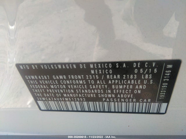 2015 Volkswagen Golf, VIN: 3VWCA7AU9FM512993