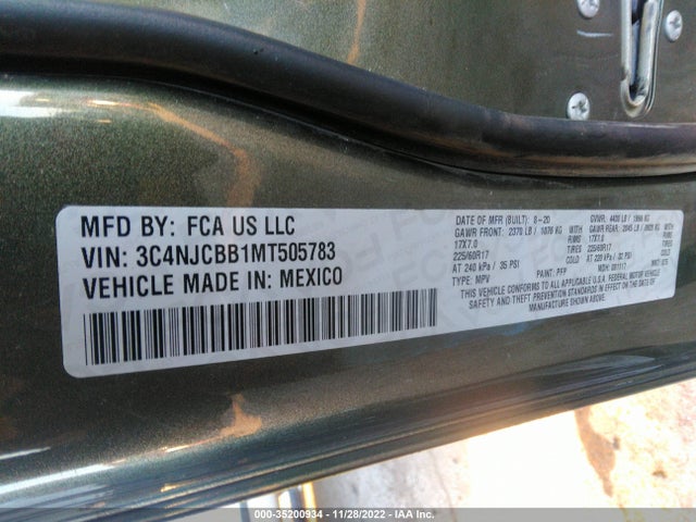 2021 Jeep Compass, VIN: 3C4NJCBB1MT505783